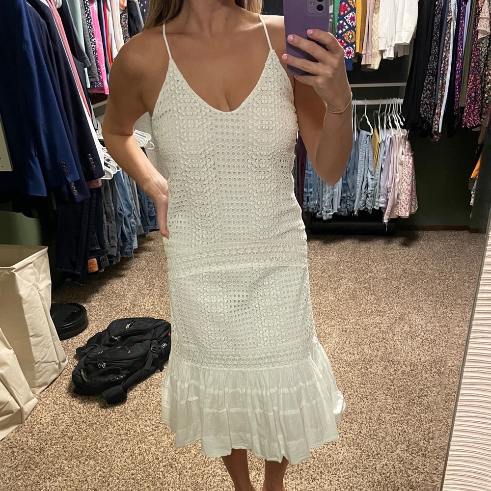 White eyelet midi dress